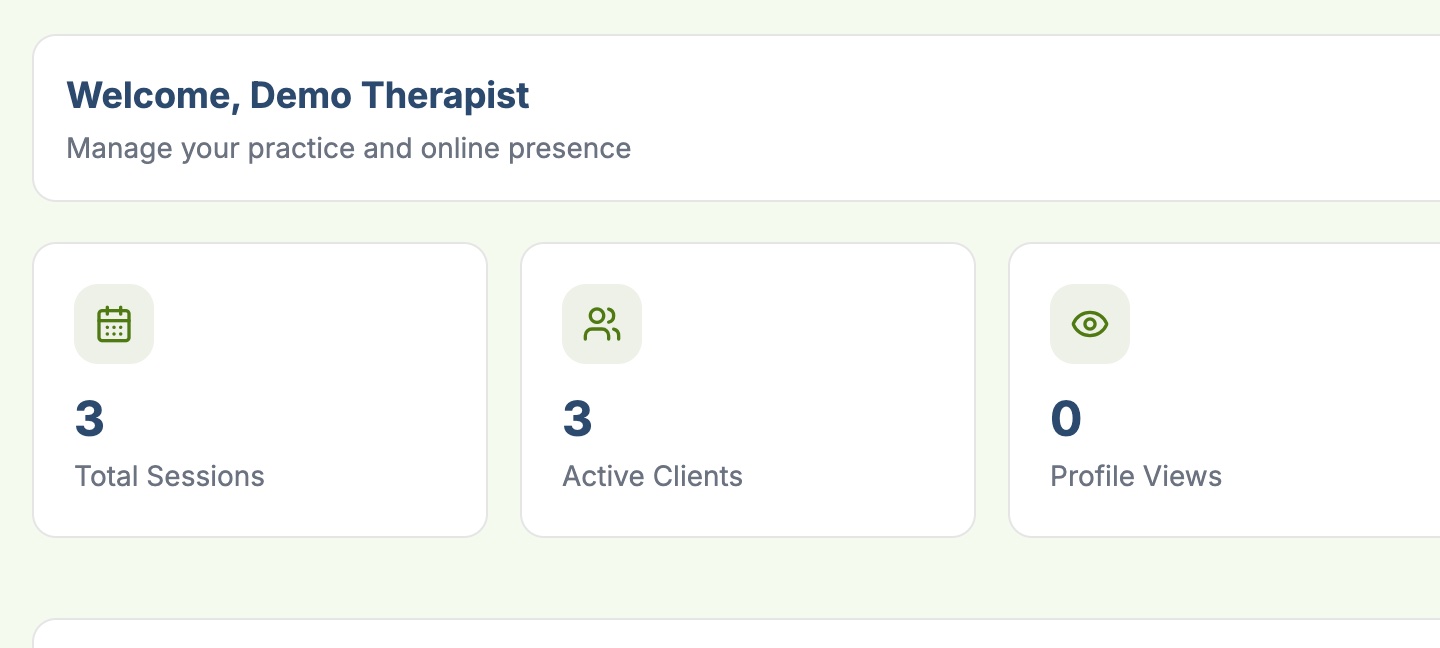 Therapistly dashboard overview